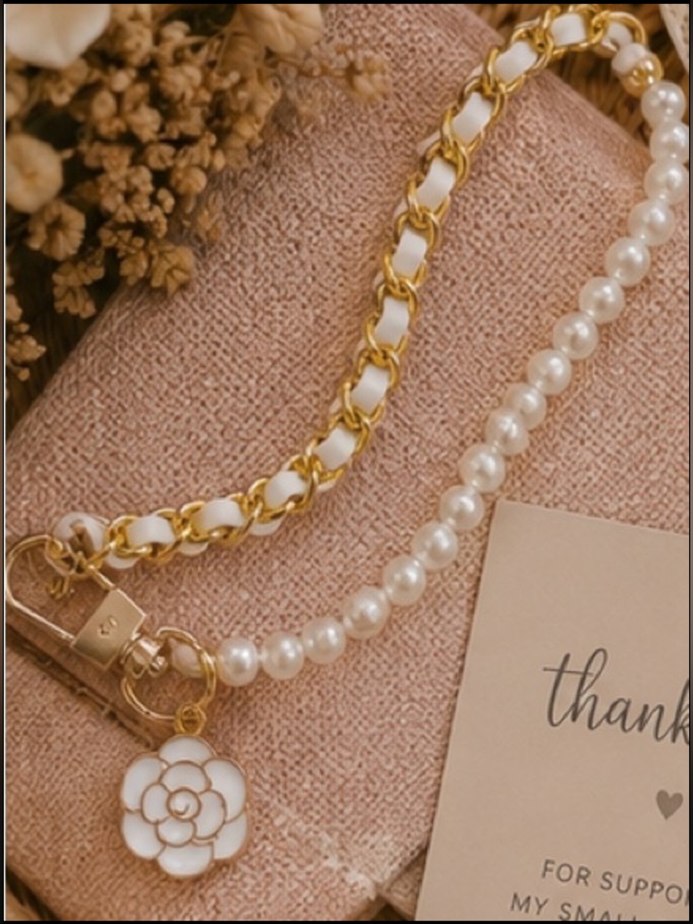 Pearl & White Chain Bag Charm / Purse Accessory